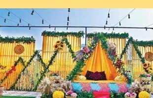 Marigold Stage Haldi Setup - Chana Jor Garam Artist Booking India