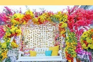 Floral Swing for Haldi Photos - Chana Jor Garam Artist Booking India